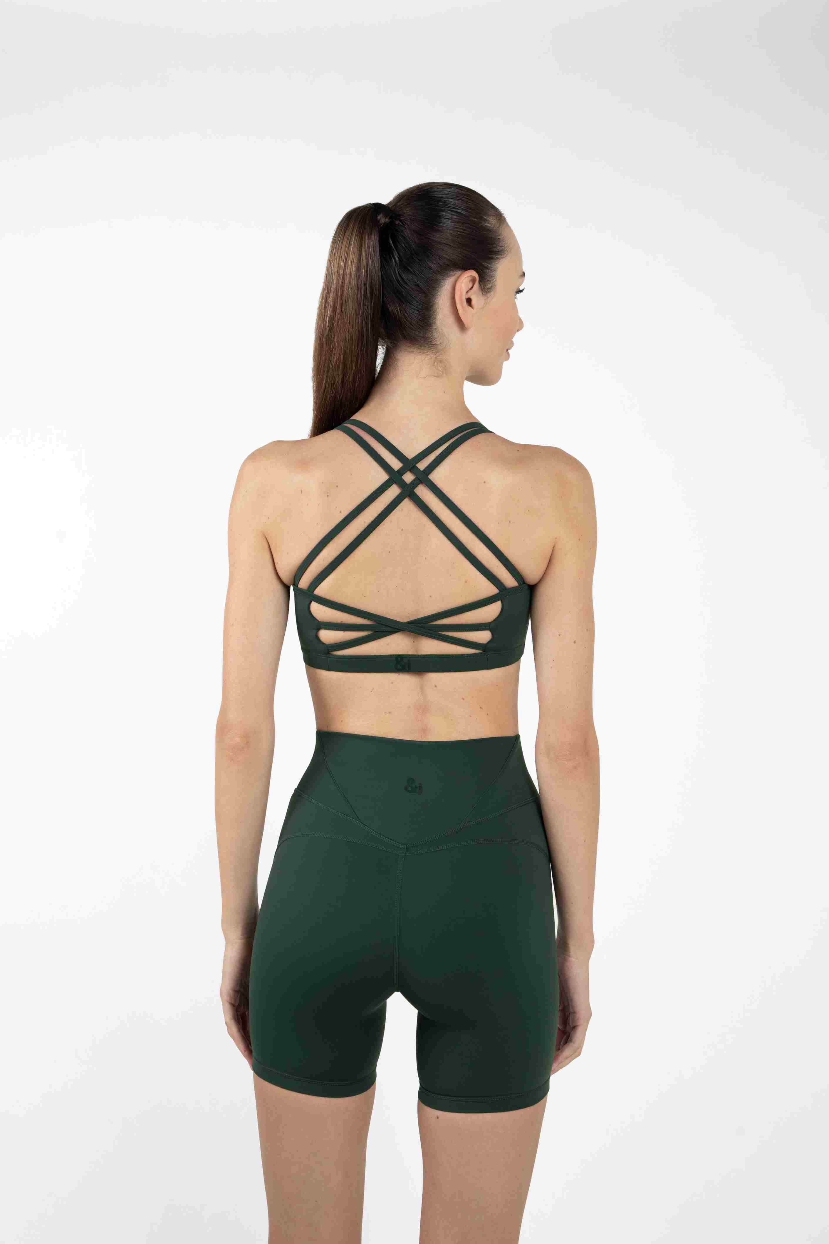 Overlapping Strappy Sports Bra Green