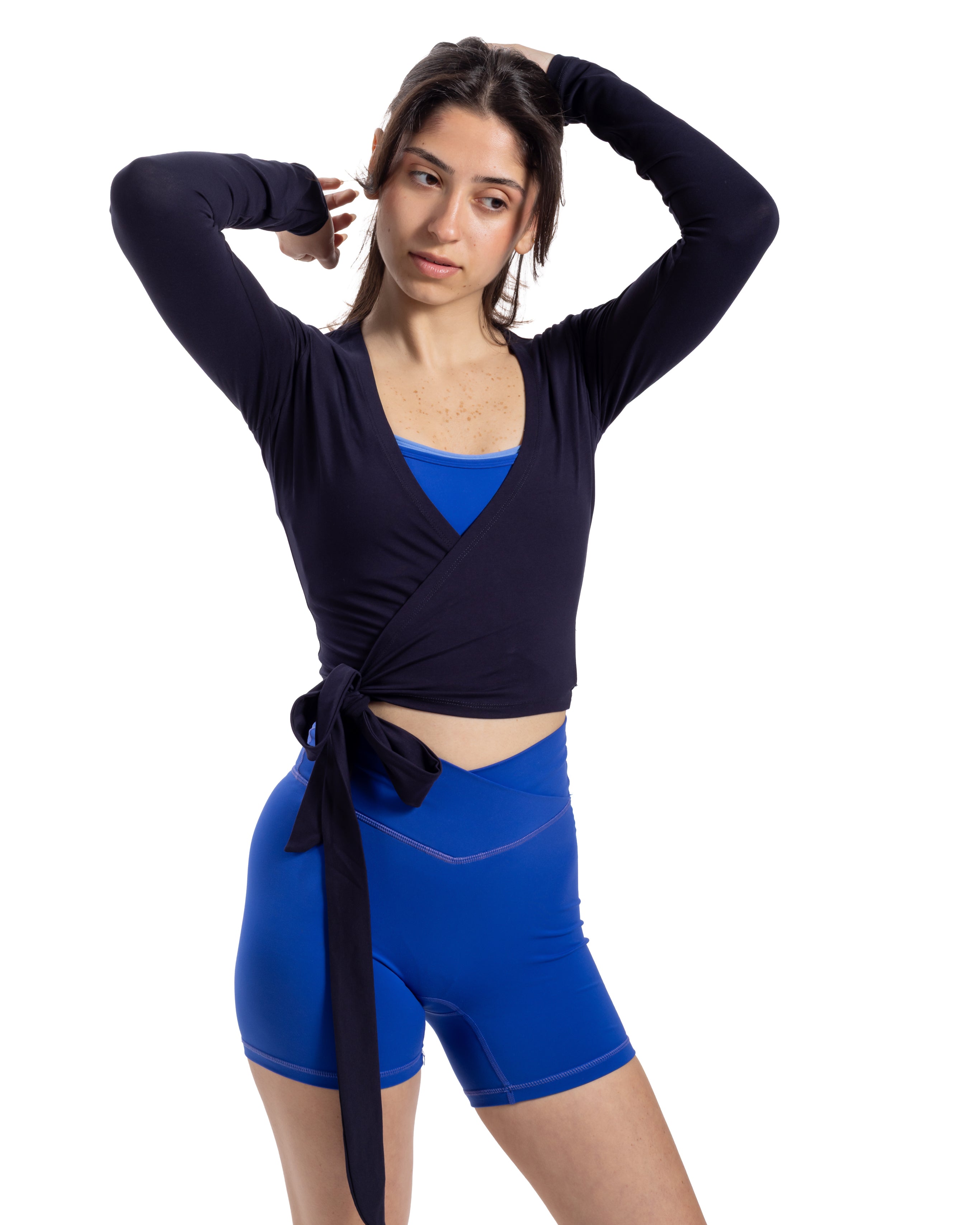 Navy Wrap Top