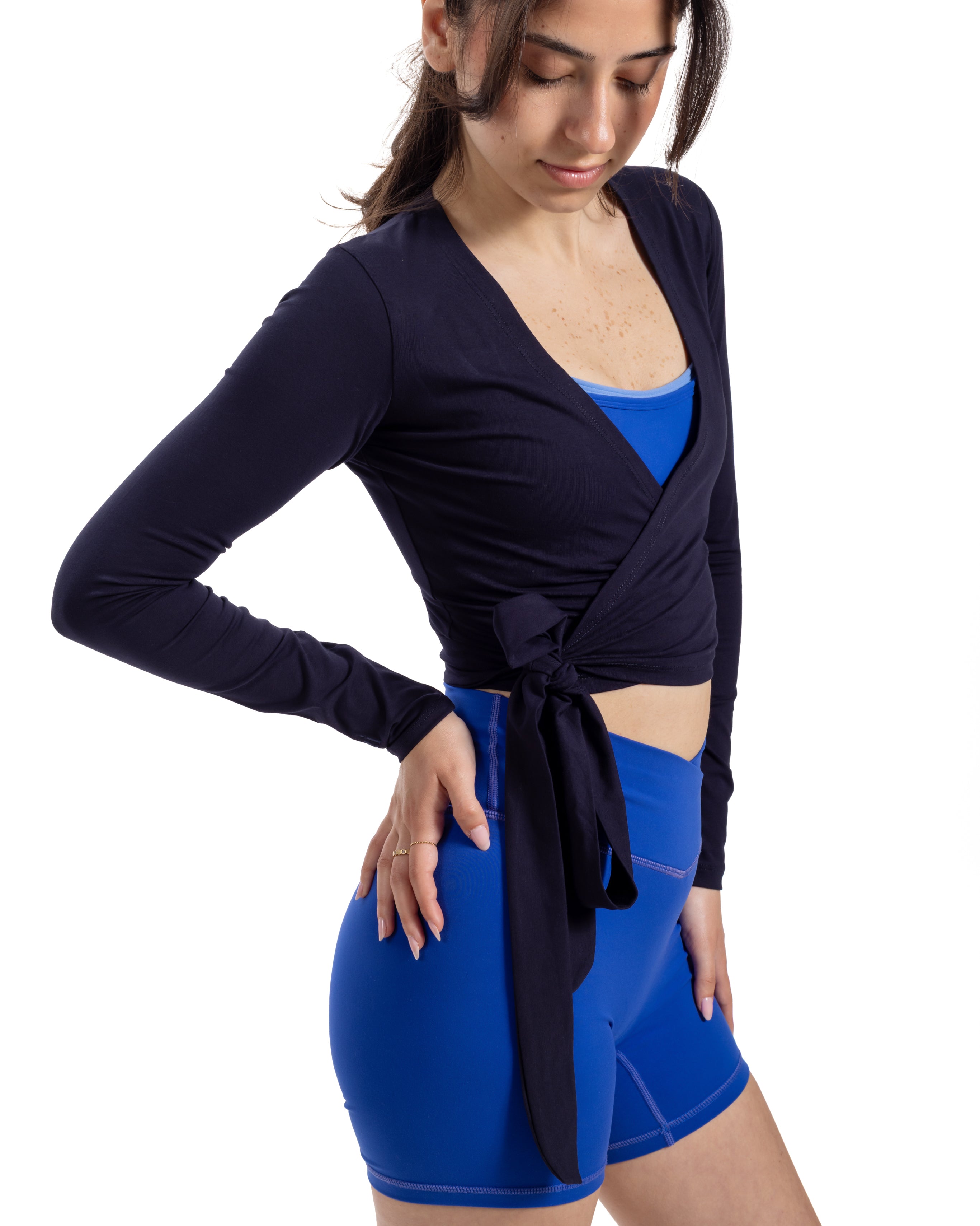 Navy Wrap Top