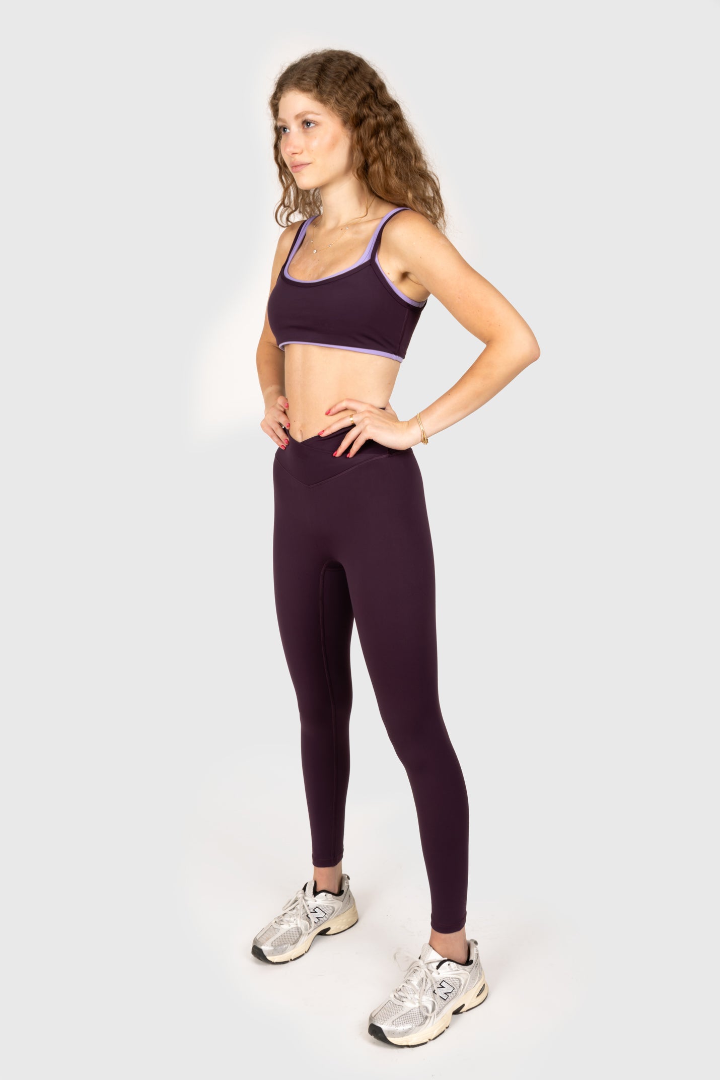 Dark Purple Cross Waistband Leggings