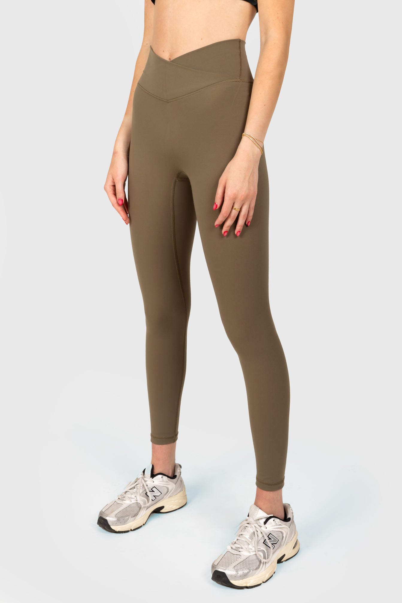 Khaki Cross Waistband Leggings