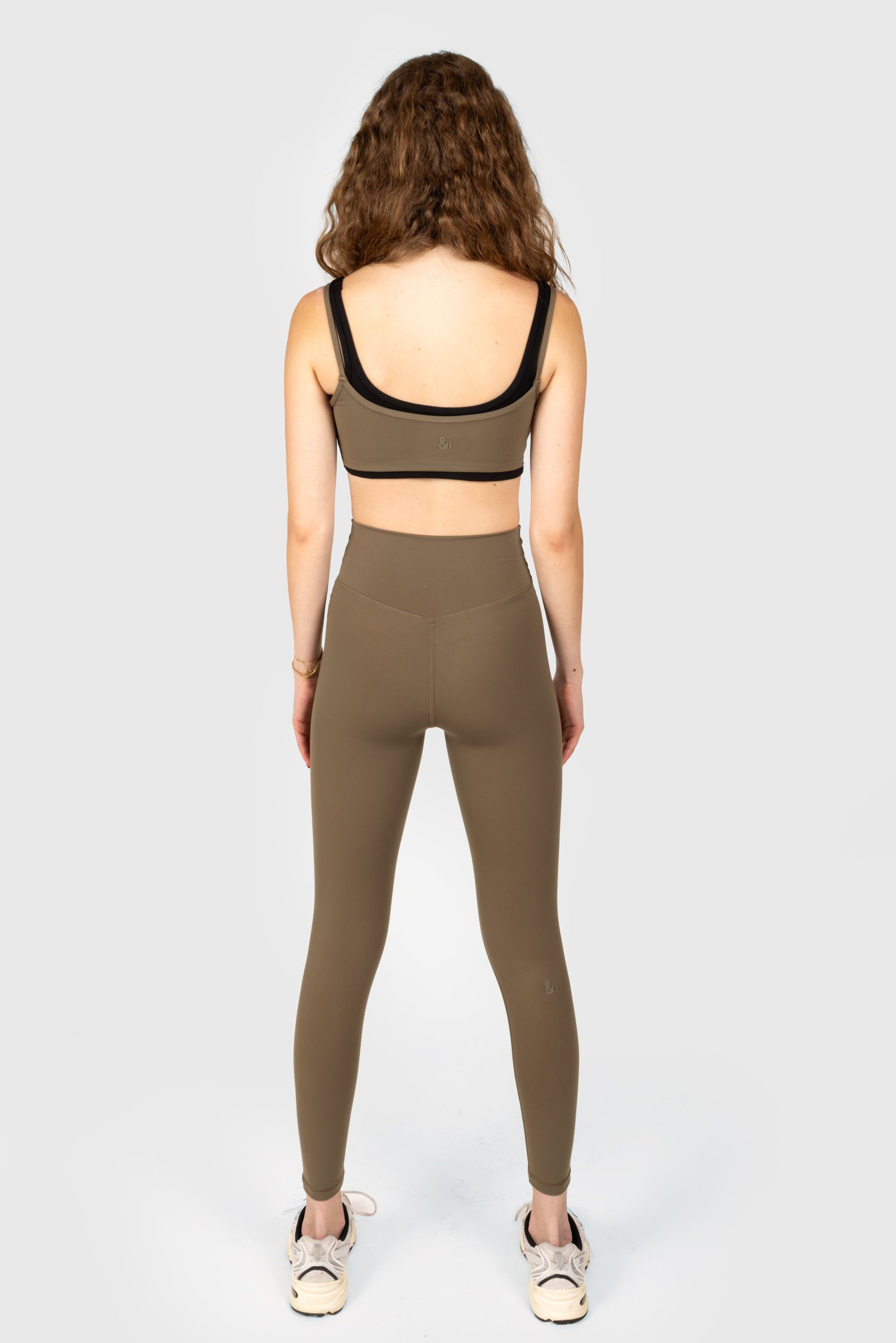 Khaki Cross Waistband Leggings