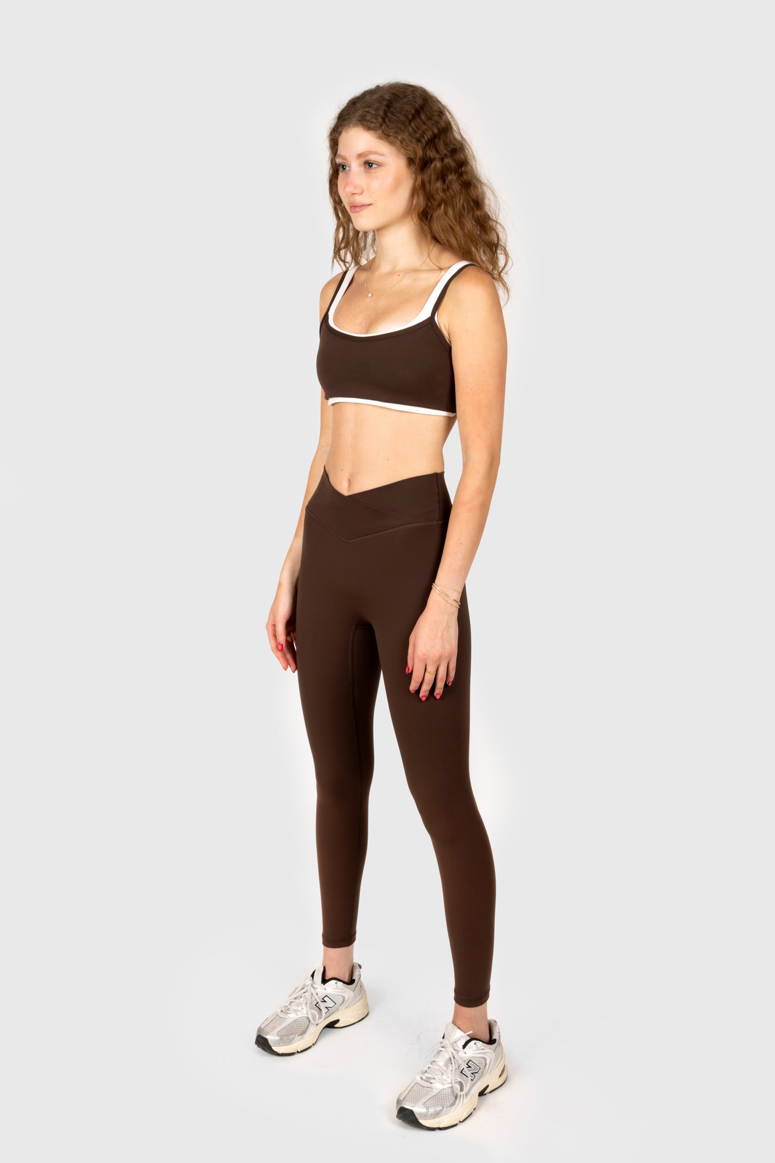 Brown Cross Waistband Leggings