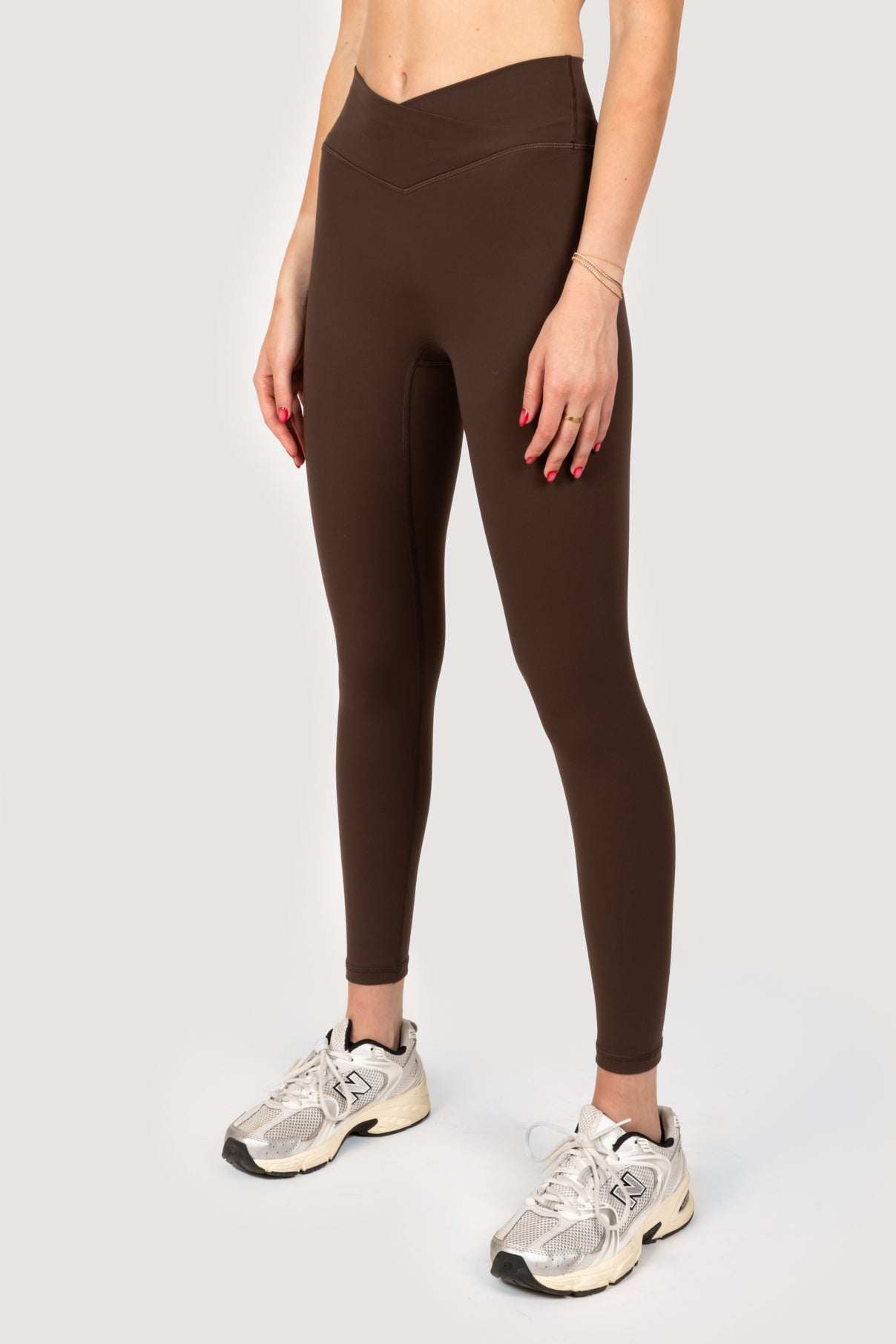 Brown Cross Waistband Leggings