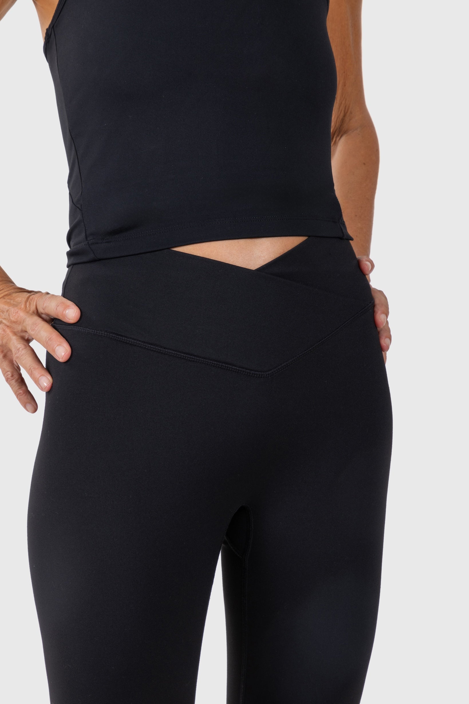Black Cross Waistband Leggings