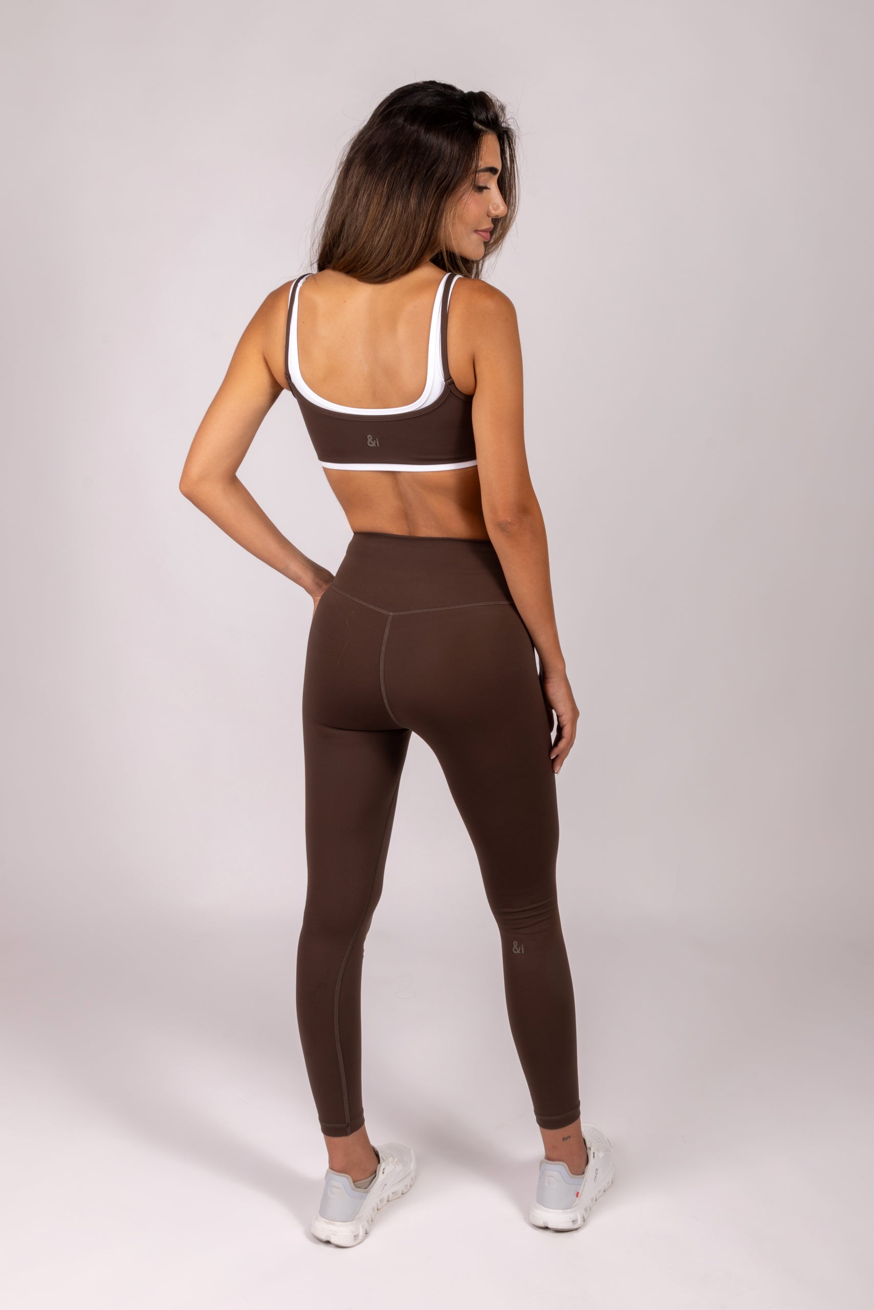 Brown Cross Waistband Leggings