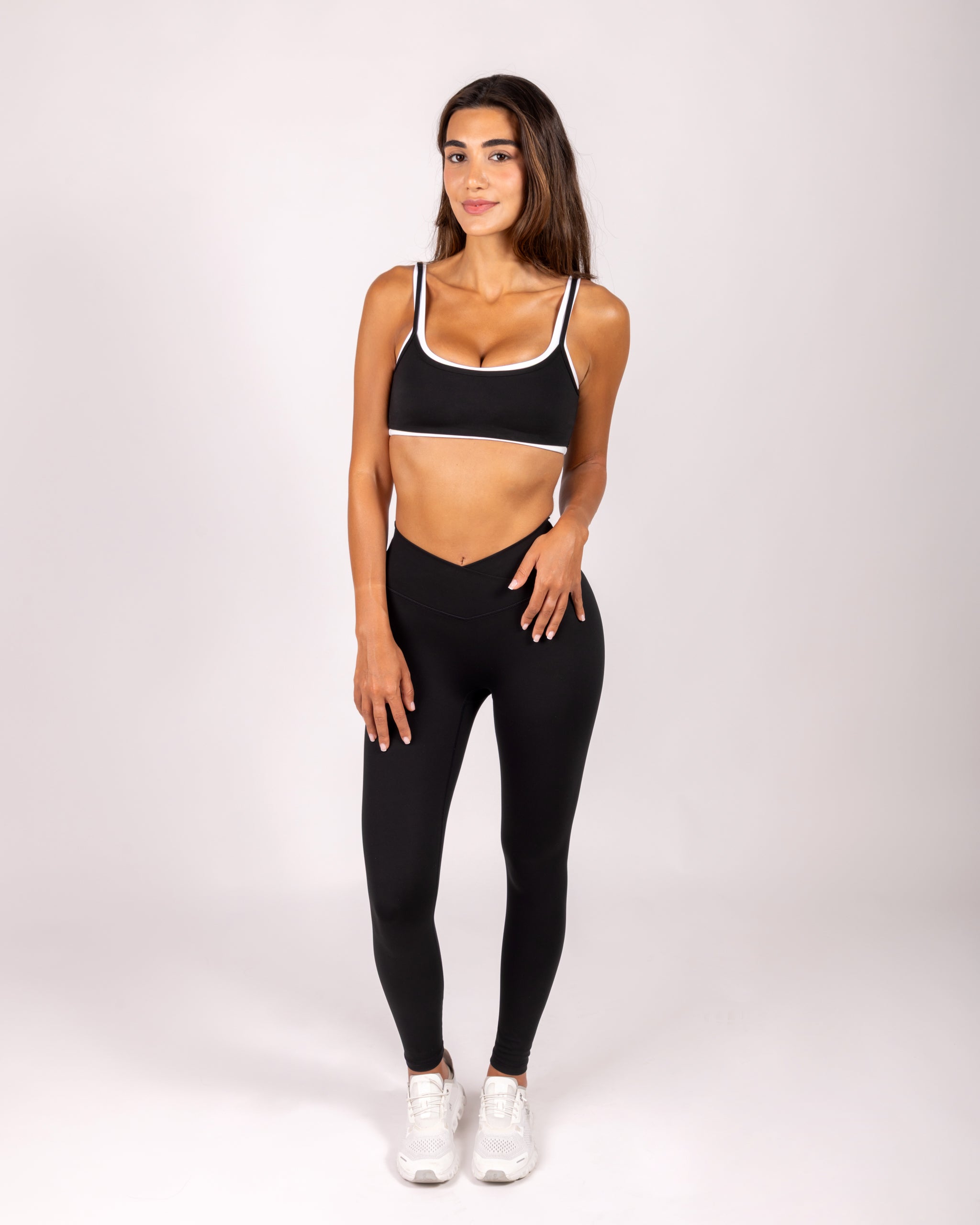 Black Cross Waistband Leggings