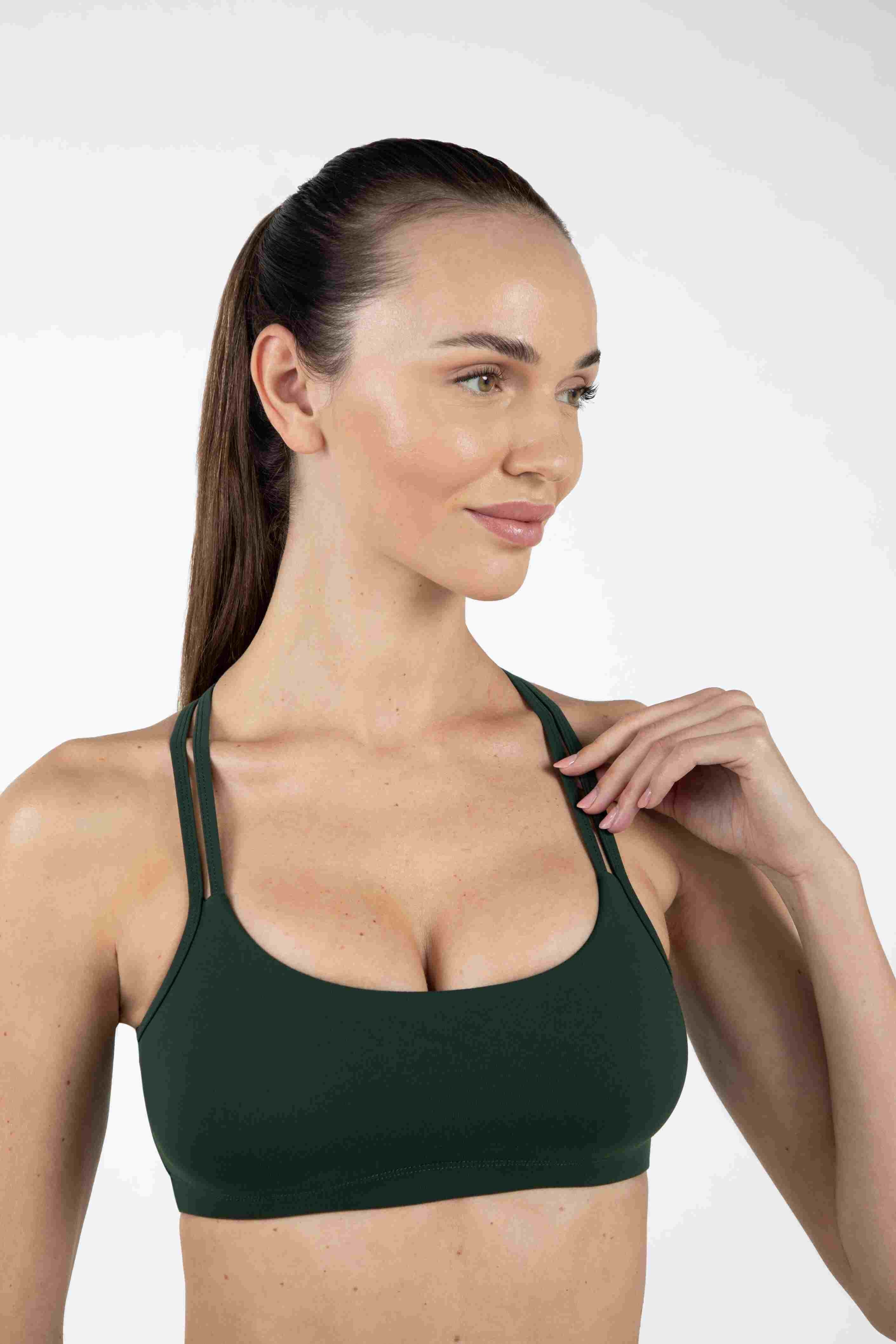 Overlapping Strappy Sports Bra Green