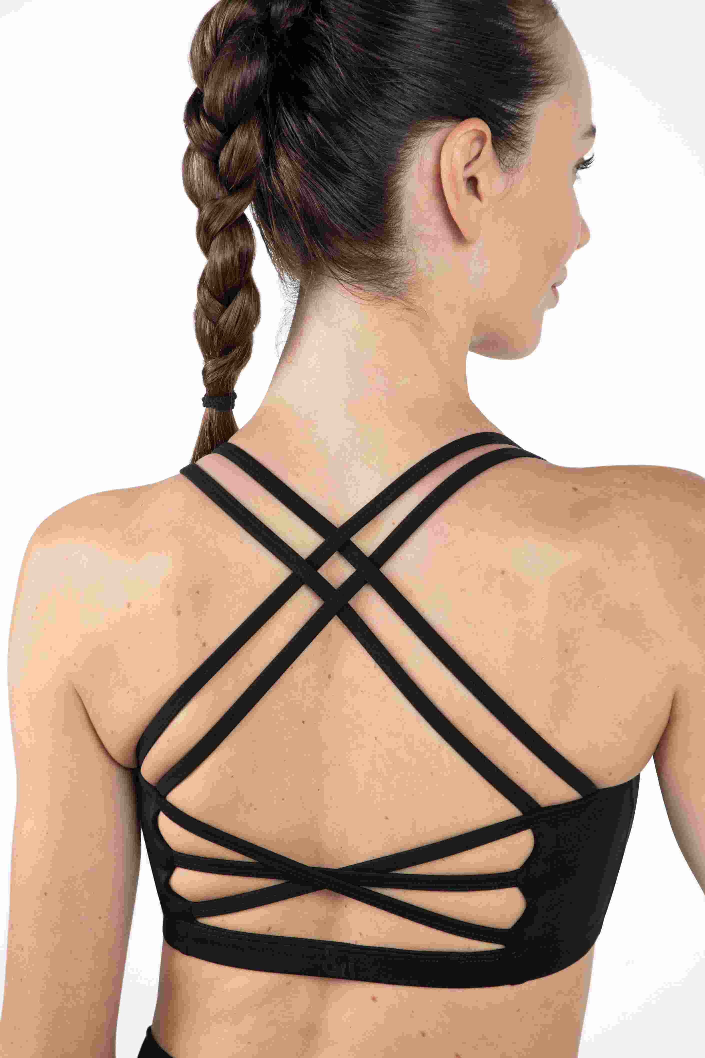 Black strappy sports fashion bra