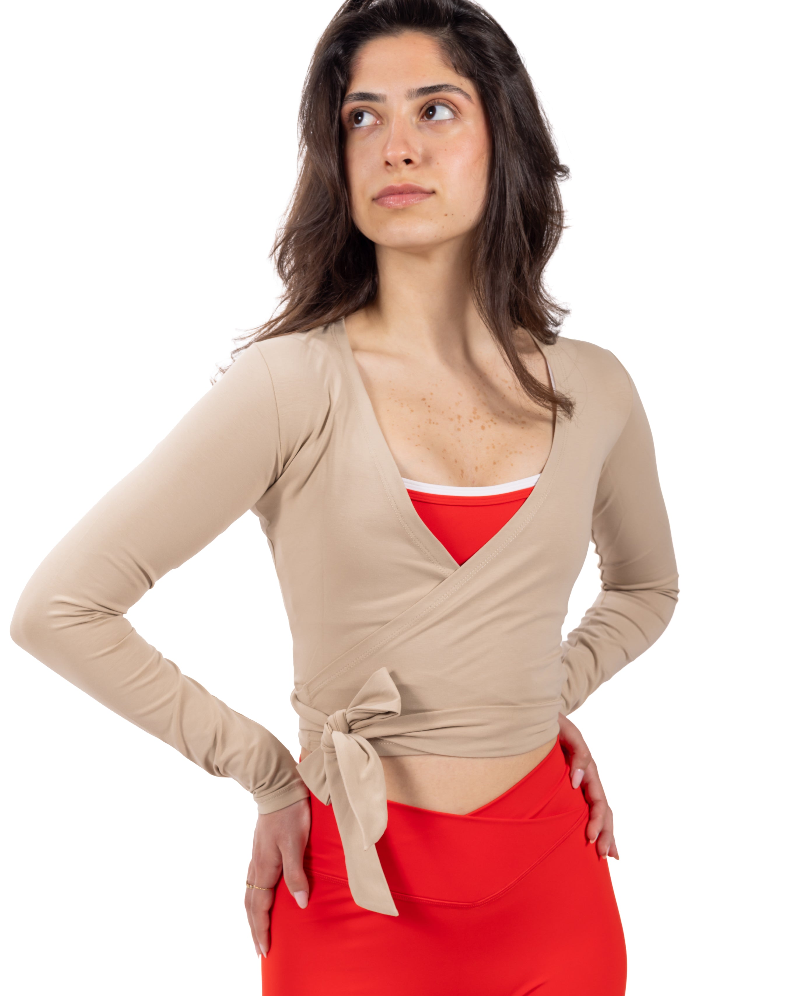 Beige Wrap Top