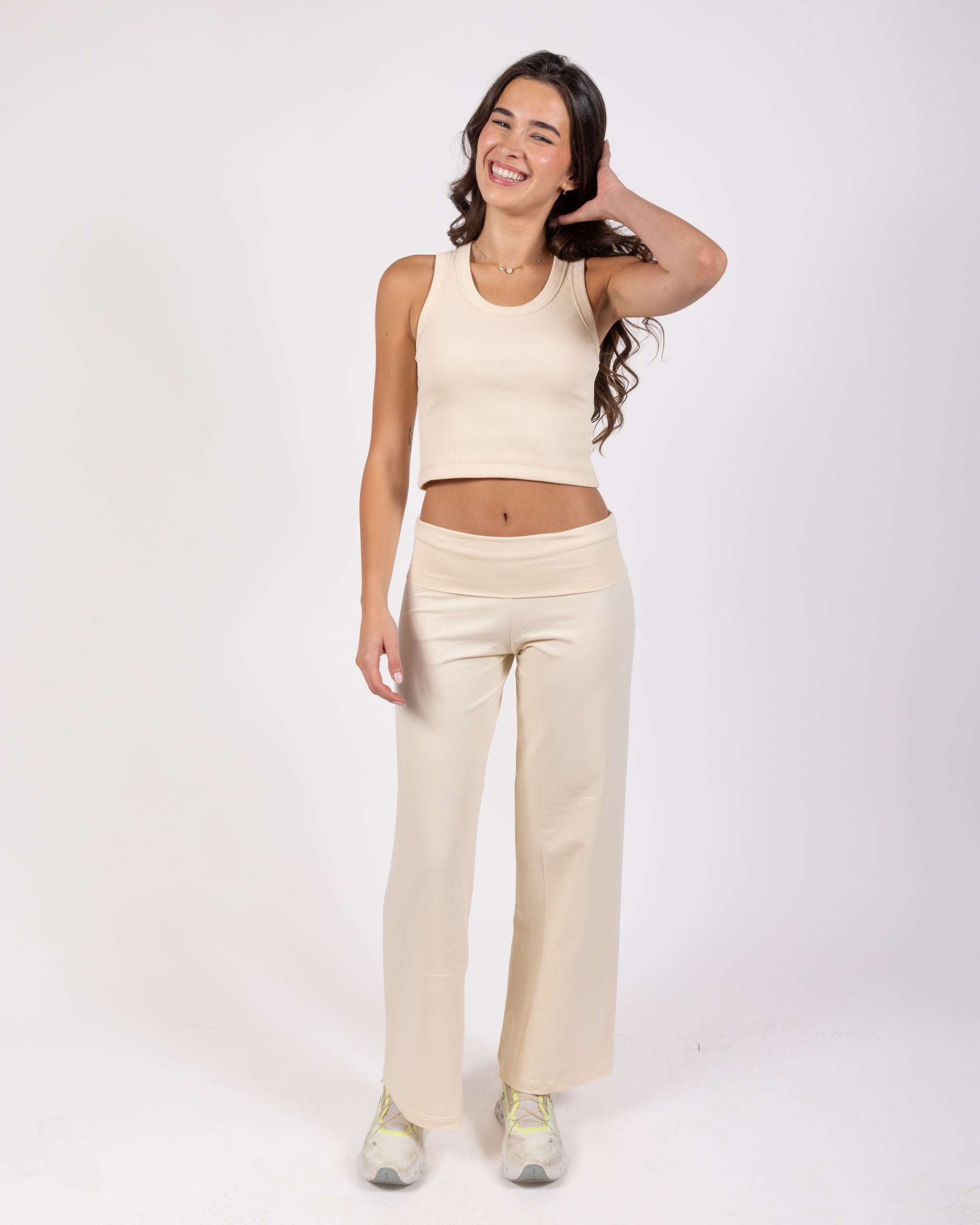 Beige Folded Pants