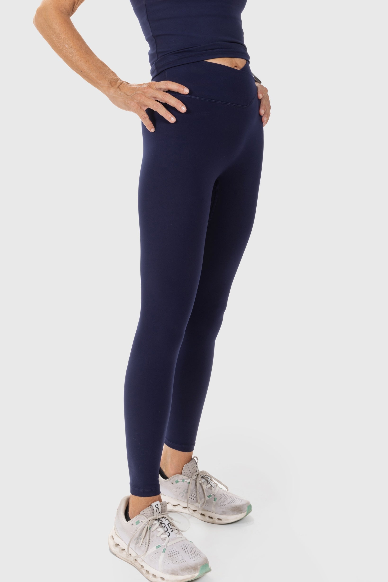 Navy Cross Waistband Leggings