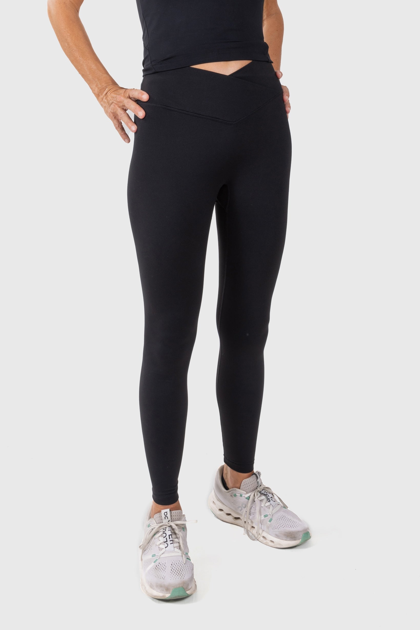 Black Cross Waistband Leggings