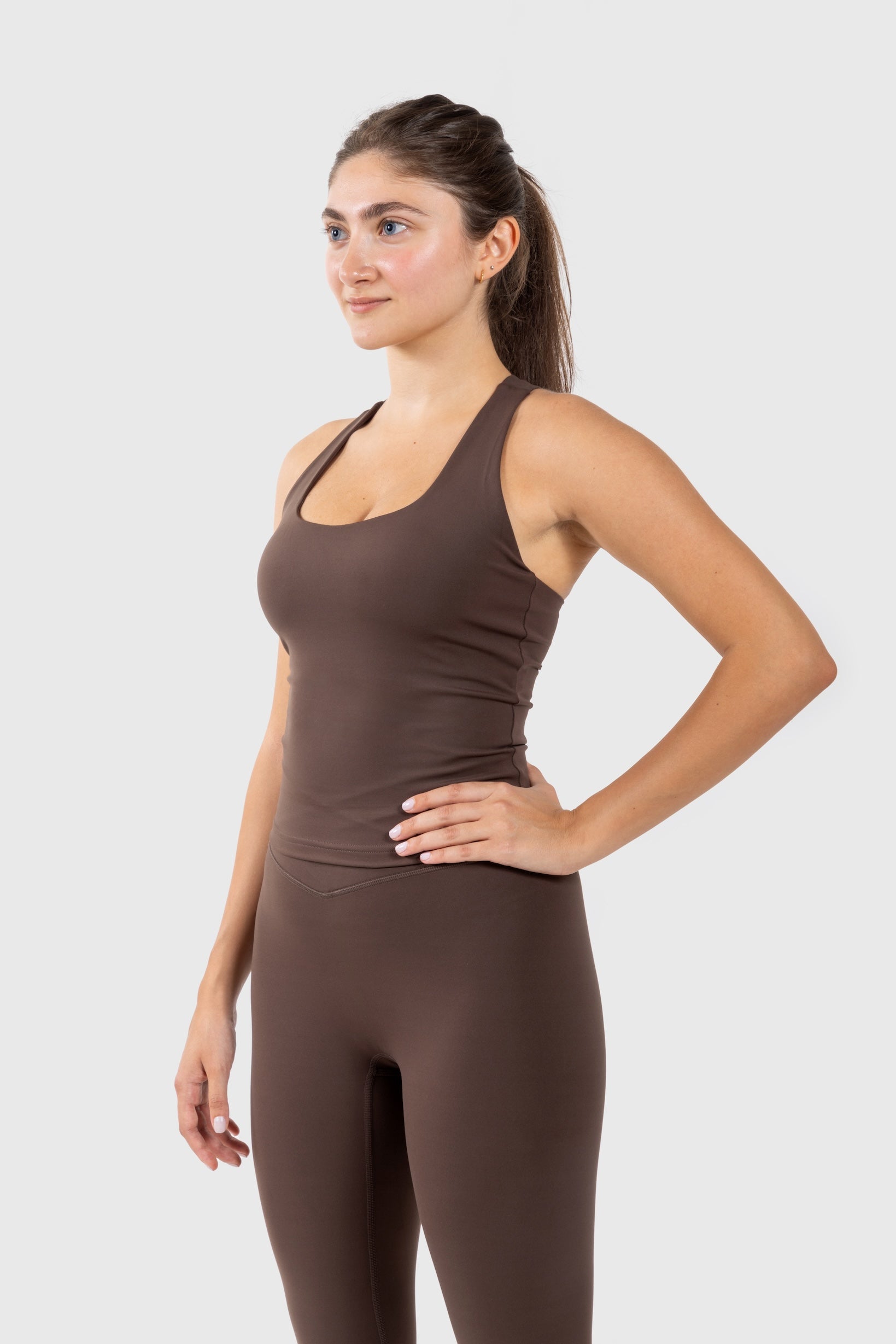 Brown Racer Back Tank