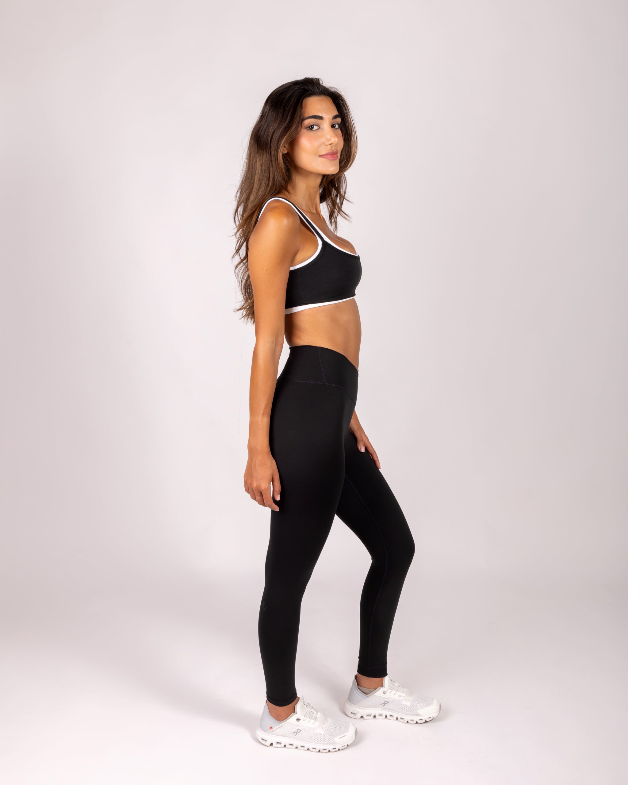 Black Cross Waistband Leggings