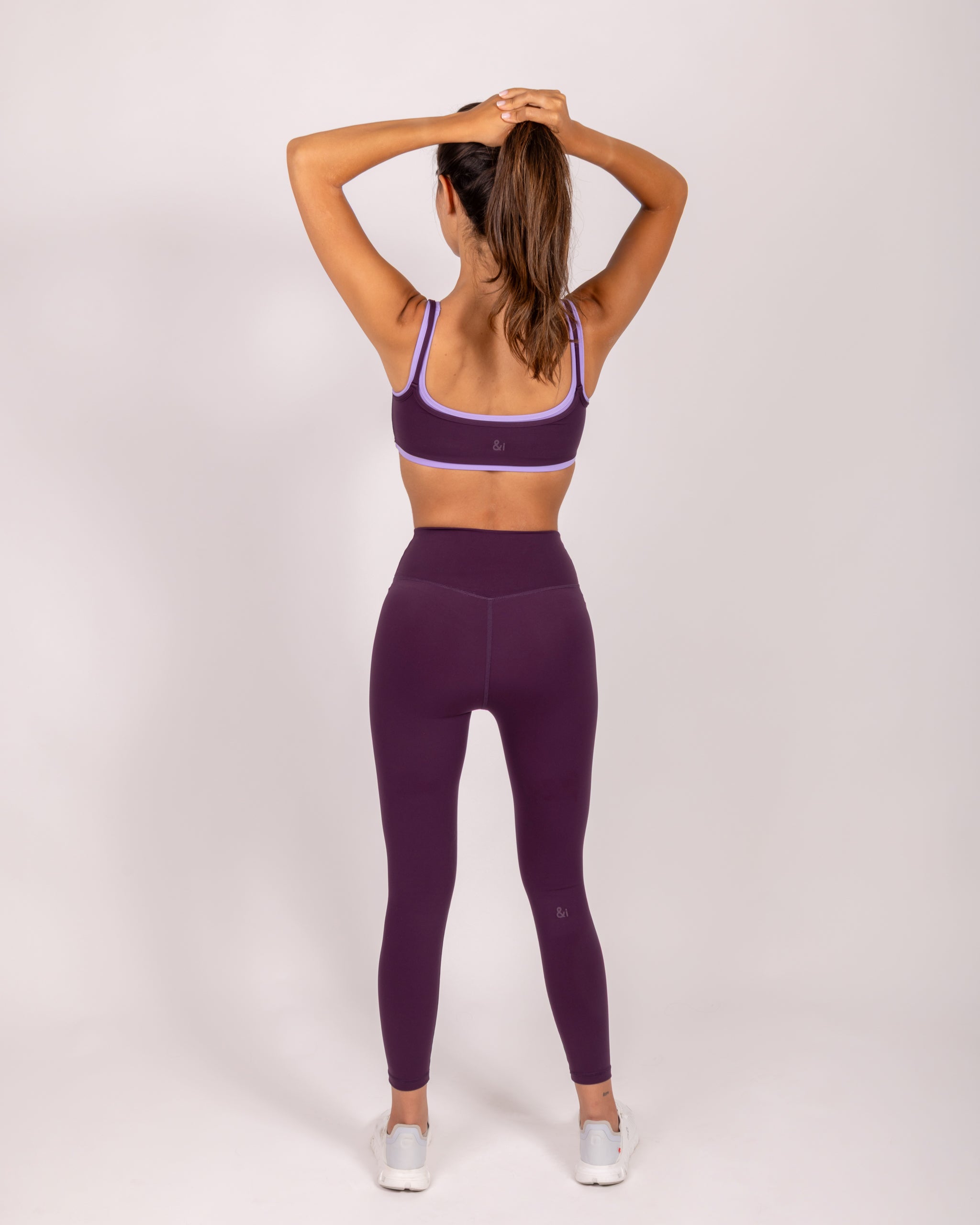 Dark Purple Cross Waistband Leggings